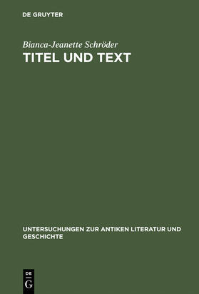 Schröder |  Titel und Text | Buch |  Sack Fachmedien
