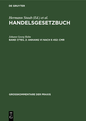 Helm |  Anhang VI nach § 452: CMR | Buch |  Sack Fachmedien