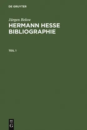 Below |  Hermann Hesse Bibliographie | Buch |  Sack Fachmedien