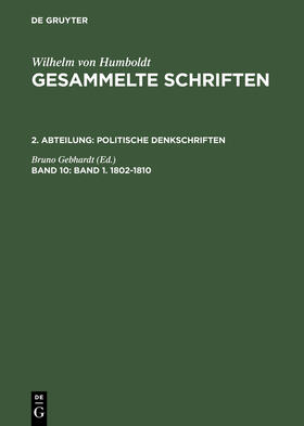 Gebhardt |  Band 1. 1802¿1810 | Buch |  Sack Fachmedien