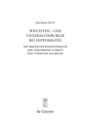 Witt |  Weichteil- und Viszeralchirurgie bei Hippokrates | Buch |  Sack Fachmedien
