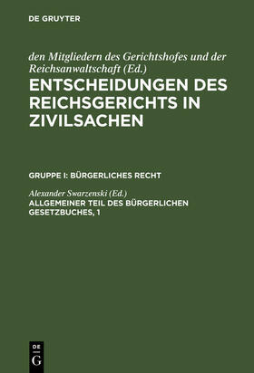 Swarzenski |  Allgemeiner Teil des Bürgerlichen Gesetzbuches, 1 | Buch |  Sack Fachmedien