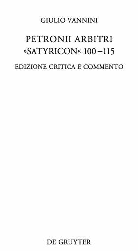 Vannini |  Petronii Arbitri "Satyricon" 100-115 | Buch |  Sack Fachmedien