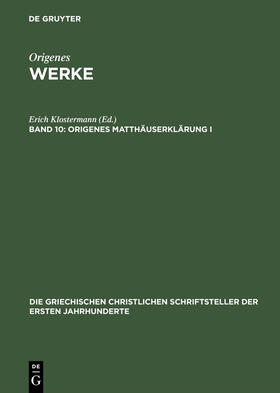 Klostermann |  Origenes Matthäuserklärung I | Buch |  Sack Fachmedien