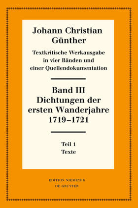 Bölhoff / Günther |  Dichtungen der ersten Wanderjahre 1719-1721 | eBook | Sack Fachmedien