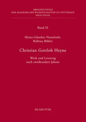 Bäbler / Nesselrath |  Christian Gottlob Heyne | Buch |  Sack Fachmedien