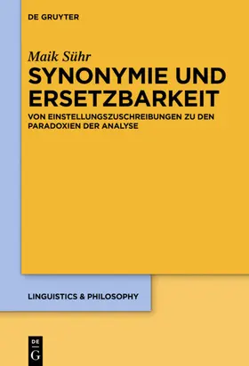 Sühr |  Synonymie und Ersetzbarkeit | eBook | Sack Fachmedien