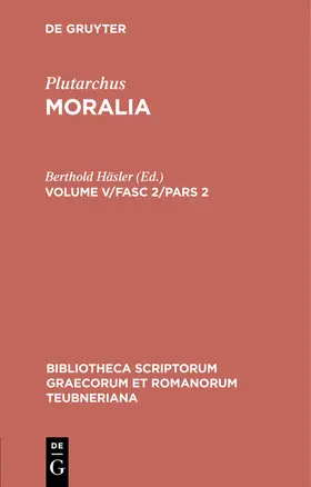 Plutarchus / Häsler |  Moralia | Buch |  Sack Fachmedien