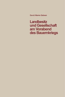 Sabean |  Landbesitz und Gesellschaft am Vorabend des Bauernkriegs | eBook | Sack Fachmedien