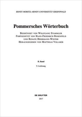 Stammler / Vollmer |  Pommersches Wörterbuch. Band II, 9. Lieferung | Buch |  Sack Fachmedien