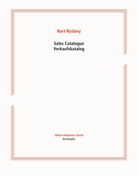 Ryslavy |  Ryslavy, K: Sales Catalogue / Verkaufskatalog | Buch |  Sack Fachmedien