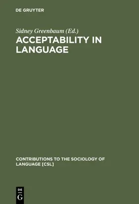 Greenbaum |  Acceptability in Language | eBook | Sack Fachmedien