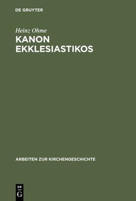 Ohme |  Kanon ekklesiastikos | eBook | Sack Fachmedien