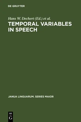 Dechert / Raupach |  Temporal Variables in Speech | eBook | Sack Fachmedien