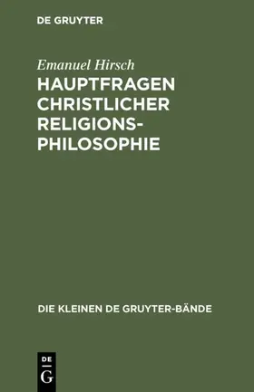 Hirsch | Hauptfragen christlicher Religionsphilosophie | E-Book | sack.de