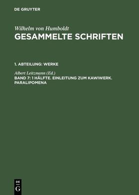 Leitzmann |  1 Hälfte. Einleitung zum Kawiwerk. Paralipomena | eBook | Sack Fachmedien