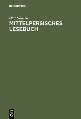 Hansen |  Mittelpersisches Lesebuch | eBook | Sack Fachmedien