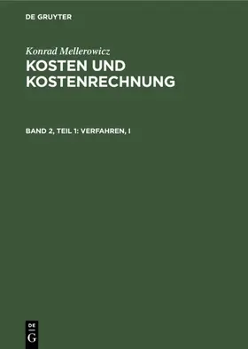 Mellerowicz |  Verfahren, I | eBook | Sack Fachmedien