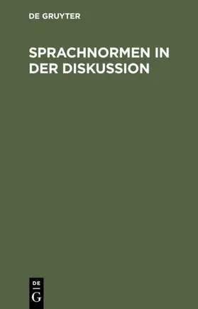  Sprachnormen in der Diskussion | eBook | Sack Fachmedien