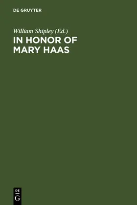 Shipley |  In Honor of Mary Haas | eBook | Sack Fachmedien