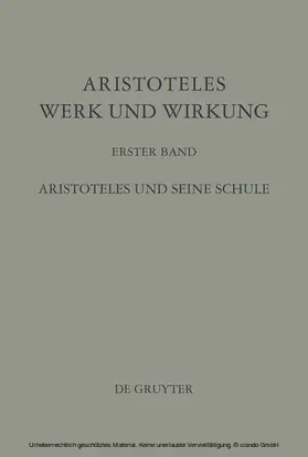  Aristoteles und seine Schule | eBook | Sack Fachmedien