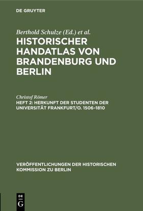 Römer |  Herkunft der Studenten der Universität Frankfurt/O. 1506–1810 | eBook | Sack Fachmedien