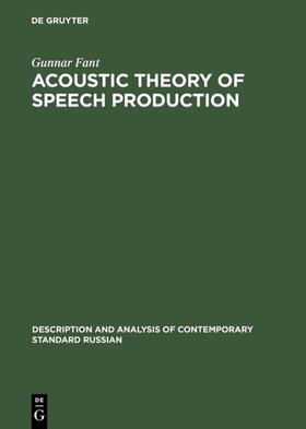 Fant |  Acoustic Theory of Speech Production | eBook | Sack Fachmedien