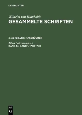 Leitzmann |  Band 1. 1788–1798 | eBook | Sack Fachmedien