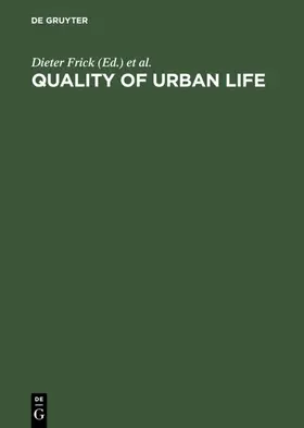 Frick / Hoefert / Legewie |  Quality of Urban Life | eBook | Sack Fachmedien