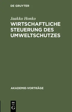 Honko |  Wirtschaftliche Steuerung des Umweltschutzes | eBook | Sack Fachmedien