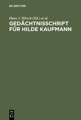 Hirsch / Kaiser / Marquardt |  Gedächtnisschrift für Hilde Kaufmann | eBook | Sack Fachmedien