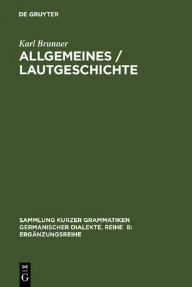 Brunner |  Allgemeines / Lautgeschichte | eBook | Sack Fachmedien