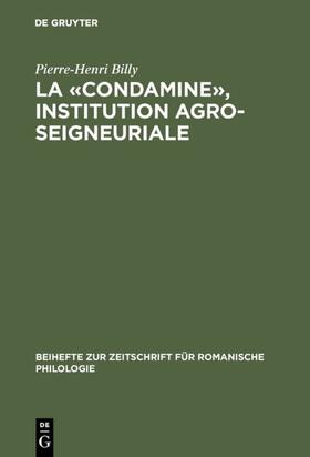 Billy |  La «condamine», institution agro-seigneuriale | eBook | Sack Fachmedien