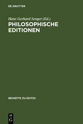 Senger |  Philosophische Editionen | eBook | Sack Fachmedien