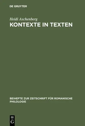 Aschenberg |  Kontexte in Texten | eBook | Sack Fachmedien