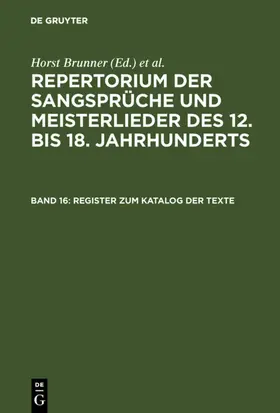 Brunner / Wachinger |  Register zum Katalog der Texte | eBook | Sack Fachmedien