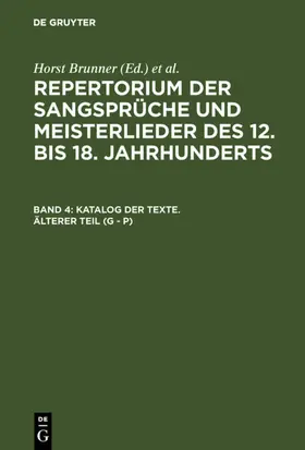 Brunner / Wachinger |  Katalog der Texte. Älterer Teil (G - P) | eBook | Sack Fachmedien