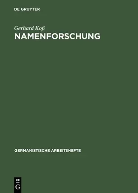 Koß |  Namenforschung | eBook | Sack Fachmedien