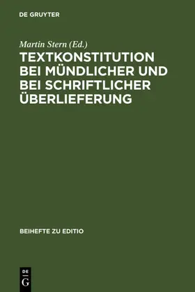 Stern |  Textkonstitution bei mündlicher und bei schriftlicher Überlieferung | eBook | Sack Fachmedien