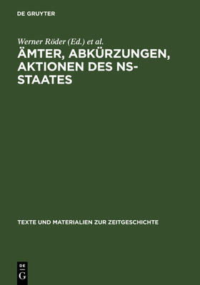 Röder / Boberach / Weisz | Ämter, Abkürzungen, Aktionen des NS-Staates | E-Book | sack.de