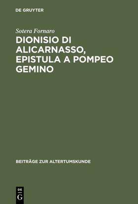 Fornaro |  Dionisio di Alicarnasso, Epistula a Pompeo Gemino | eBook | Sack Fachmedien