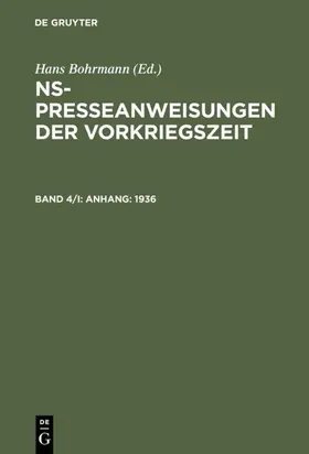 Toepser-Ziegert / Bohrmann |  Anhang: 1936 | eBook | Sack Fachmedien