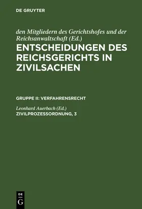 Auerbach |  Zivilprozessordnung, 3 | Buch |  Sack Fachmedien