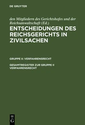 Schimmelpfennig |  Gesamtregister zur Gruppe II Verfahrensrecht | Buch |  Sack Fachmedien