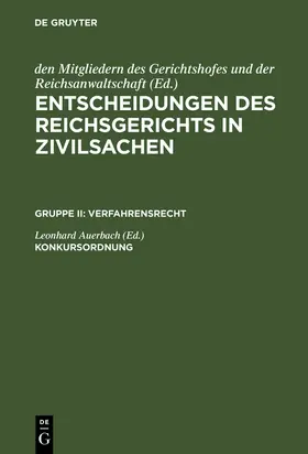 Auerbach |  Konkursordnung | Buch |  Sack Fachmedien