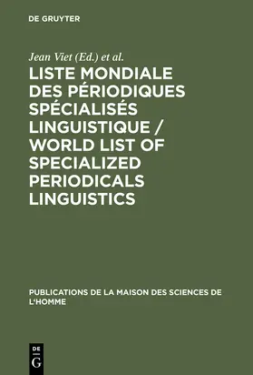 Viet |  Liste mondiale des périodiques spécialisés linguistique / World List of Specialized Periodicals Linguistics | Buch |  Sack Fachmedien