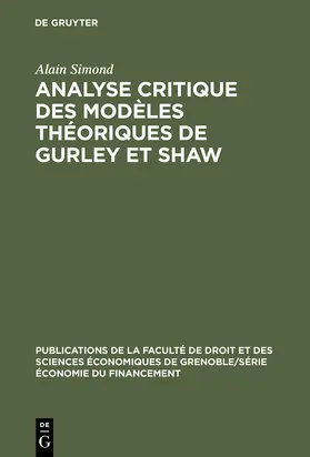 Simond |  Analyse critique des modèles théoriques de Gurley et Shaw | Buch |  Sack Fachmedien