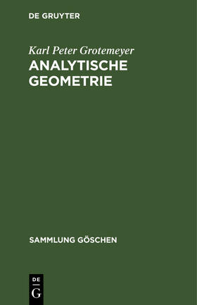 Grotemeyer |  Analytische Geometrie | Buch |  Sack Fachmedien