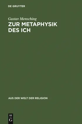 Mensching |  Zur Metaphysik des Ich | Buch |  Sack Fachmedien