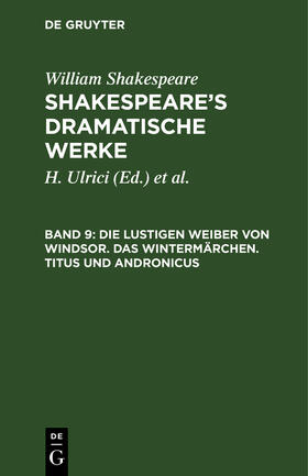 Shakespeare / &lt;Deutsche Shakespeare-Gesellschaft&gt; / Schlegel |  Die lustigen Weiber von Windsor. Das Wintermärchen. Titus und Andronicus | Buch |  Sack Fachmedien